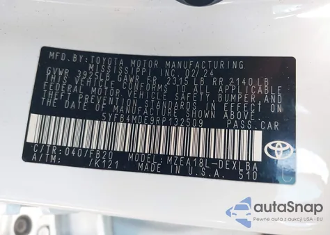 2024 Toyota Corolla Le из США, поврежденный, VIN 5YFB4MDE9RP132509